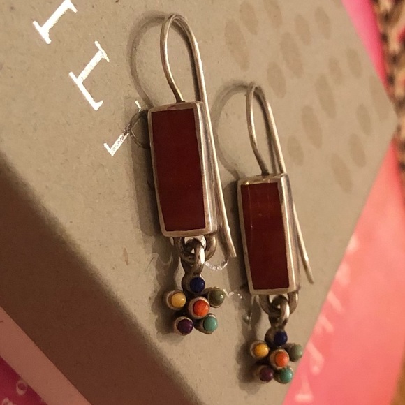 Vintage Silpada Sterling Silver Multi-Color Natural Stone Flower Earrings W1259 - Picture 6 of 16